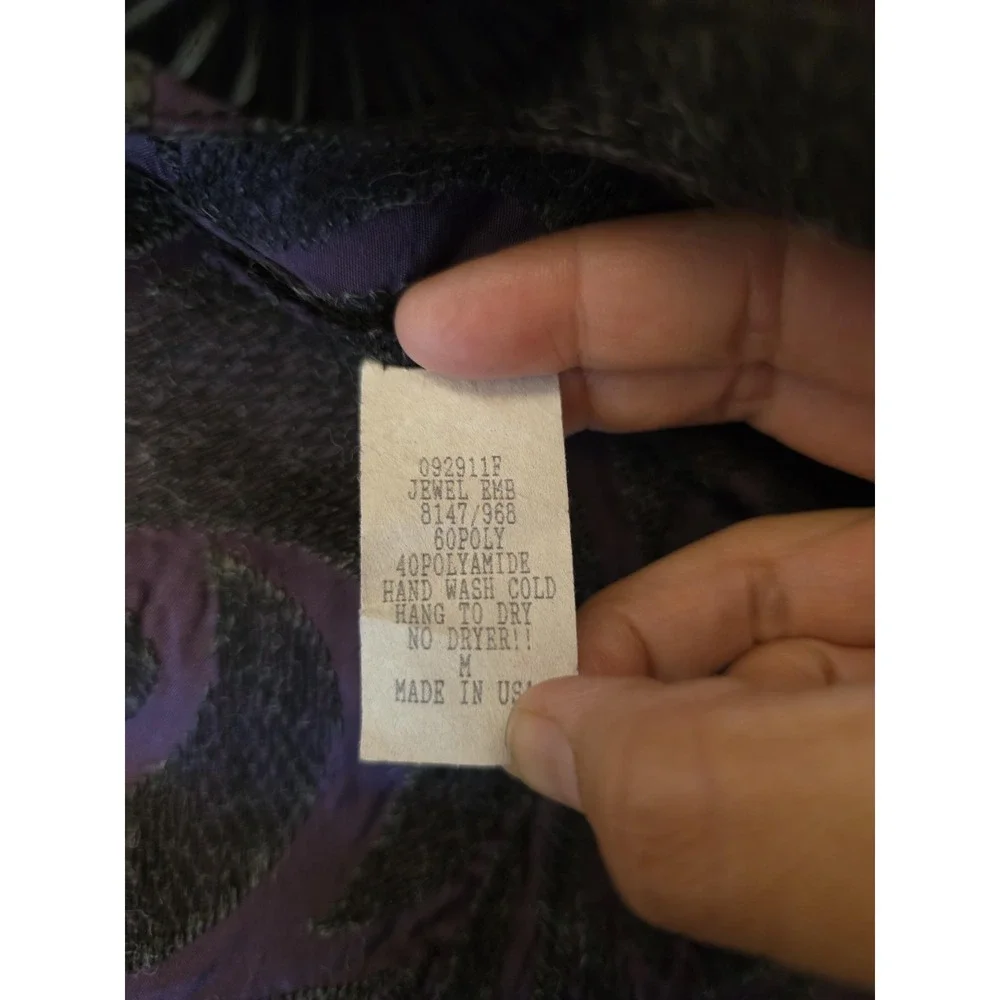 Kathleen Sommers Coat Womens Medium Purple‎ Paisley Single Button 3/4 Sleeve USA